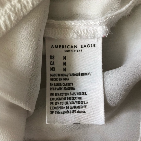 American Eagle Outfitters Lace Detailed Tiered Ruffle Top in White Size M - Picture 10 of 11